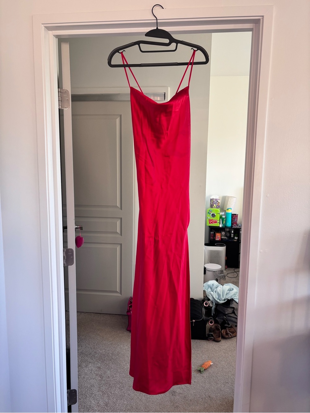 12th Tribe Crimson Red Satin Maxi Slip Dress